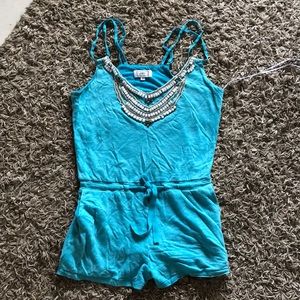 MLV beaded romper in BLUE